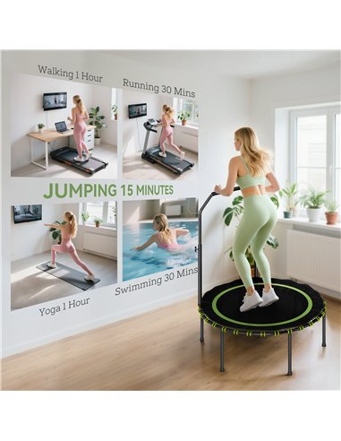 SPORTNOW 40" Foldable Fitness Trampoline Rebounder with Handle, Green