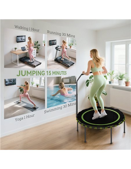 SPORTNOW 40" Foldable Fitness Trampoline Rebounder with Handle, Green - pic 174243 | FastDaddyshop