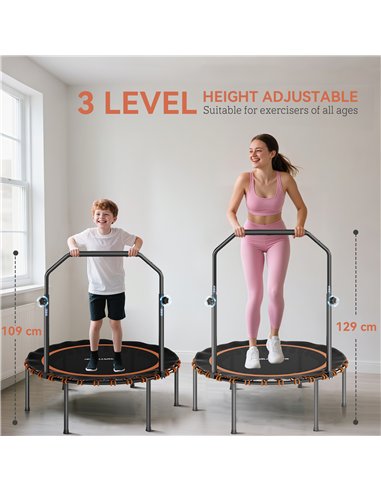 SPORTNOW 40" Foldable Fitness Trampoline Rebounder with Handle, Orange