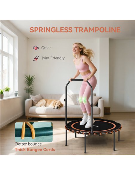 SPORTNOW 40" Foldable Fitness Trampoline Rebounder with Handle, Orange - pic 174250 | FastDaddyshop