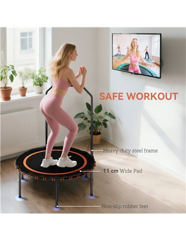 SPORTNOW 40" Foldable Fitness Trampoline Rebounder with Handle, Orange