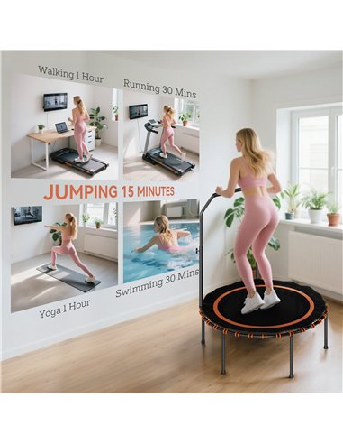 SPORTNOW 40" Foldable Fitness Trampoline Rebounder with Handle, Orange