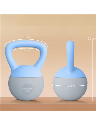 SPORTNOW 6KG Soft Kettlebell, Kettlebell with Non-Slip Handle for Home Gym, Weight Lifting, Strength Training, Light Blue/Grey
