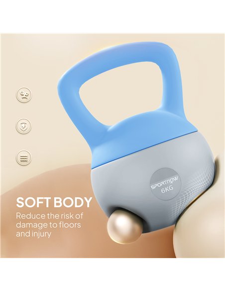 SPORTNOW 6KG Soft Kettlebell, Kettlebell with Non-Slip Handle for Home Gym, Weight Lifting, Strength Training, Light Blue/Grey - pic 174258 | FastDaddyshop