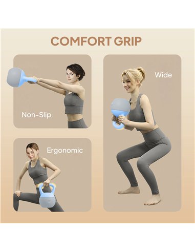 SPORTNOW 6KG Soft Kettlebell, Kettlebell with Non-Slip Handle for Home Gym, Weight Lifting, Strength Training, Light Blue/Grey