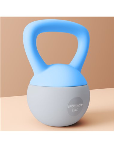 SPORTNOW 6KG Soft Kettlebell, Kettlebell with Non-Slip Handle for Home Gym, Weight Lifting, Strength Training, Light Blue/Grey