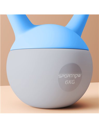 SPORTNOW 6KG Soft Kettlebell, Kettlebell with Non-Slip Handle for Home Gym, Weight Lifting, Strength Training, Light Blue/Grey