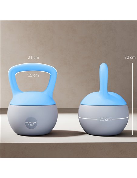 SPORTNOW 10KG Soft Kettlebell, Kettlebell with Non-Slip Handle for Home Gym, Weight Lifting, Strength Training, Light Blue/Grey - pic 174266 | FastDaddyshop
