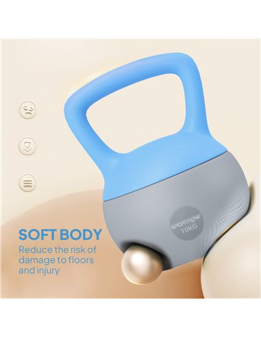 SPORTNOW 10KG Soft Kettlebell, Kettlebell with Non-Slip Handle for Home Gym, Weight Lifting, Strength Training, Light Blue/Grey