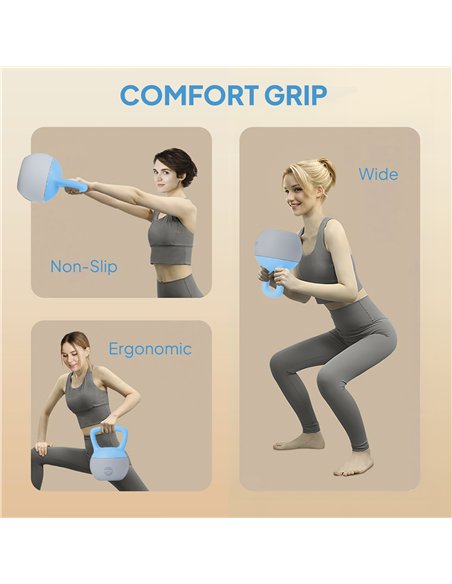 SPORTNOW 10KG Soft Kettlebell, Kettlebell with Non-Slip Handle for Home Gym, Weight Lifting, Strength Training, Light Blue/Grey - pic 174268 | FastDaddyshop