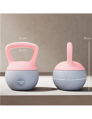 SPORTNOW 10KG Soft Kettlebell, Kettlebell with Non-Slip Handle for Home Gym, Weight Lifting, Strength Training, Pink/Grey