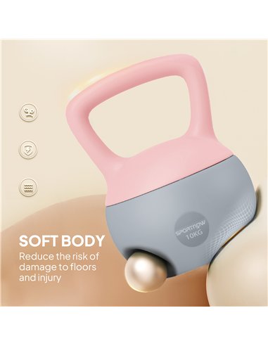 SPORTNOW 10KG Soft Kettlebell, Kettlebell with Non-Slip Handle for Home Gym, Weight Lifting, Strength Training, Pink/Grey