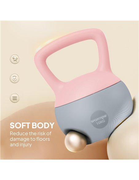 SPORTNOW 10KG Soft Kettlebell, Kettlebell with Non-Slip Handle for Home Gym, Weight Lifting, Strength Training, Pink/Grey - pic 174276 | FastDaddyshop