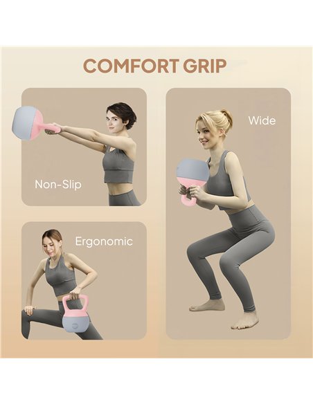 SPORTNOW 10KG Soft Kettlebell, Kettlebell with Non-Slip Handle for Home Gym, Weight Lifting, Strength Training, Pink/Grey - pic 174277 | FastDaddyshop