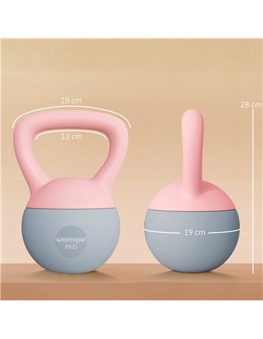SPORTNOW 8KG Soft Kettlebell, Kettlebell with Non-Slip Handle for Home Gym, Weight Lifting, Strength Training, Pink/Grey