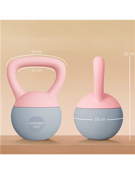SPORTNOW 8KG Soft Kettlebell, Kettlebell with Non-Slip Handle for Home Gym, Weight Lifting, Strength Training, Pink/Grey - pic 174284 | FastDaddyshop