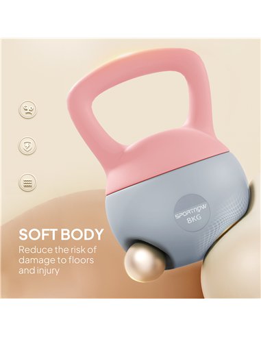 SPORTNOW 8KG Soft Kettlebell, Kettlebell with Non-Slip Handle for Home Gym, Weight Lifting, Strength Training, Pink/Grey
