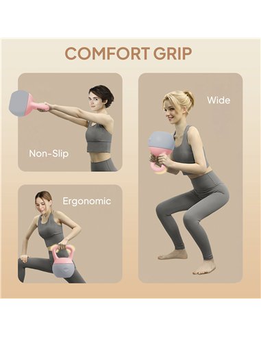 SPORTNOW 8KG Soft Kettlebell, Kettlebell with Non-Slip Handle for Home Gym, Weight Lifting, Strength Training, Pink/Grey