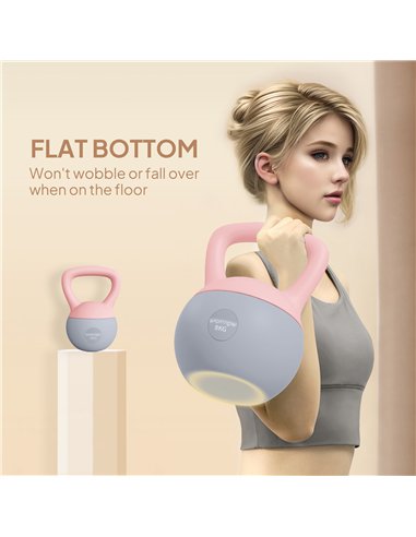 SPORTNOW 8KG Soft Kettlebell, Kettlebell with Non-Slip Handle for Home Gym, Weight Lifting, Strength Training, Pink/Grey