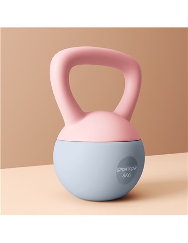 SPORTNOW 8KG Soft Kettlebell, Kettlebell with Non-Slip Handle for Home Gym, Weight Lifting, Strength Training, Pink/Grey