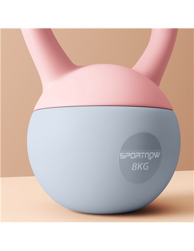 SPORTNOW 8KG Soft Kettlebell, Kettlebell with Non-Slip Handle for Home Gym, Weight Lifting, Strength Training, Pink/Grey