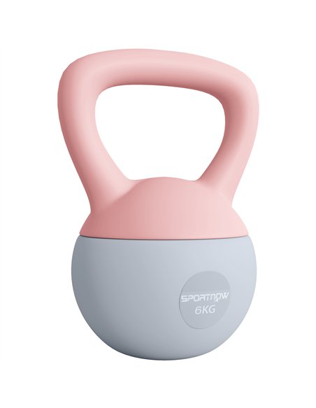 SPORTNOW 6KG Soft Kettlebell, Kettlebell with Non-Slip Handle for Home Gym, Weight Lifting, Strength Training, Pink/Grey - pic 174291 | FastDaddyshop