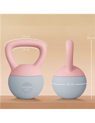 SPORTNOW 6KG Soft Kettlebell, Kettlebell with Non-Slip Handle for Home Gym, Weight Lifting, Strength Training, Pink/Grey