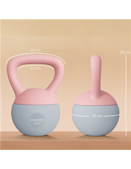 SPORTNOW 6KG Soft Kettlebell, Kettlebell with Non-Slip Handle for Home Gym, Weight Lifting, Strength Training, Pink/Grey - pic 174293 | FastDaddyshop