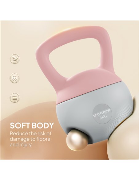 SPORTNOW 6KG Soft Kettlebell, Kettlebell with Non-Slip Handle for Home Gym, Weight Lifting, Strength Training, Pink/Grey - pic 174294 | FastDaddyshop