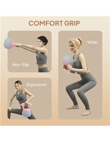 SPORTNOW 6KG Soft Kettlebell, Kettlebell with Non-Slip Handle for Home Gym, Weight Lifting, Strength Training, Pink/Grey