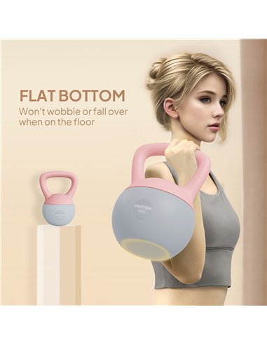 SPORTNOW 6KG Soft Kettlebell, Kettlebell with Non-Slip Handle for Home Gym, Weight Lifting, Strength Training, Pink/Grey