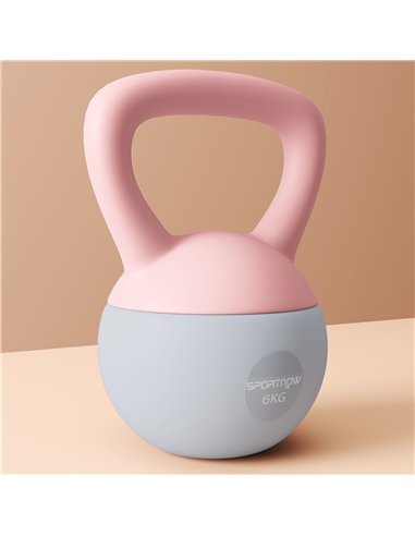 SPORTNOW 6KG Soft Kettlebell, Kettlebell with Non-Slip Handle for Home Gym, Weight Lifting, Strength Training, Pink/Grey