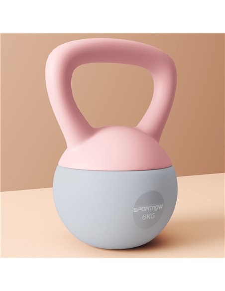 SPORTNOW 6KG Soft Kettlebell, Kettlebell with Non-Slip Handle for Home Gym, Weight Lifting, Strength Training, Pink/Grey - pic 174297 | FastDaddyshop