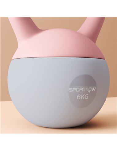 SPORTNOW 6KG Soft Kettlebell, Kettlebell with Non-Slip Handle for Home Gym, Weight Lifting, Strength Training, Pink/Grey