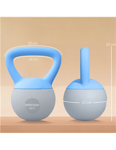 SPORTNOW 4KG Soft Kettlebell, Kettlebell with Non-Slip Handle for Home Gym, Weight Lifting, Strength Training, Light Blue/Grey