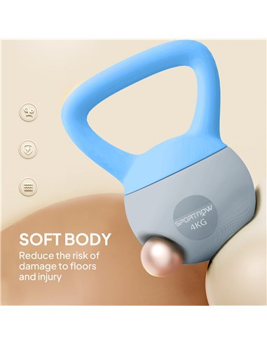 SPORTNOW 4KG Soft Kettlebell, Kettlebell with Non-Slip Handle for Home Gym, Weight Lifting, Strength Training, Light Blue/Grey
