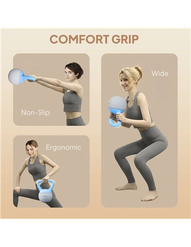 SPORTNOW 4KG Soft Kettlebell, Kettlebell with Non-Slip Handle for Home Gym, Weight Lifting, Strength Training, Light Blue/Grey