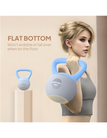 SPORTNOW 4KG Soft Kettlebell, Kettlebell with Non-Slip Handle for Home Gym, Weight Lifting, Strength Training, Light Blue/Grey - pic 174305 | FastDaddyshop