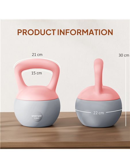 SPORTNOW 12KG Soft Kettlebell, Kettlebell with Non-Slip Handle for Home Gym, Weight Lifting, Strength Training, Pink/Grey - pic 174311 | FastDaddyshop