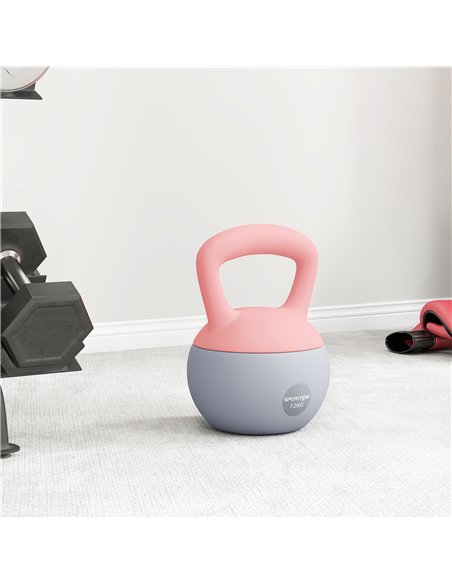 SPORTNOW 12KG Soft Kettlebell, Kettlebell with Non-Slip Handle for Home Gym, Weight Lifting, Strength Training, Pink/Grey - pic 174315 | FastDaddyshop
