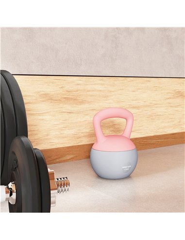 SPORTNOW 12KG Soft Kettlebell, Kettlebell with Non-Slip Handle for Home Gym, Weight Lifting, Strength Training, Pink/Grey