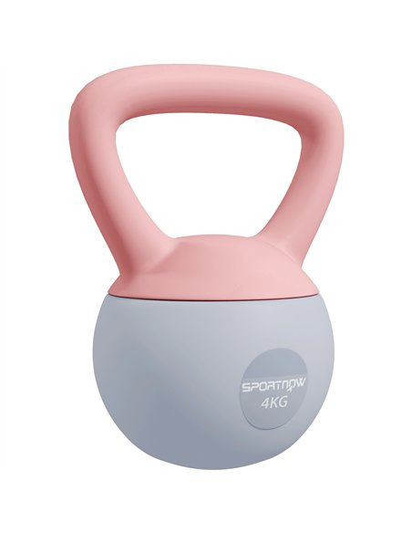 SPORTNOW 4KG Soft Kettlebell, Kettlebell with Non-Slip Handle for Home Gym, Weight Lifting, Strength Training, Pink/Grey - pic 174318 | FastDaddyshop