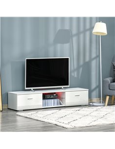Homcom 1600mm TV Stand Cabinet with LED RGB Lights and Remote Control, White 2