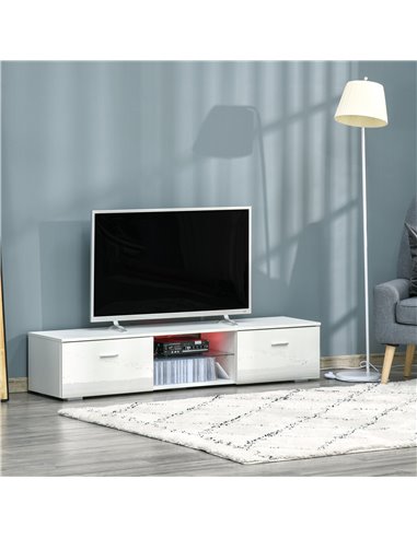 Homcom 1600mm TV Stand Cabinet with LED RGB Lights and Remote Control, White