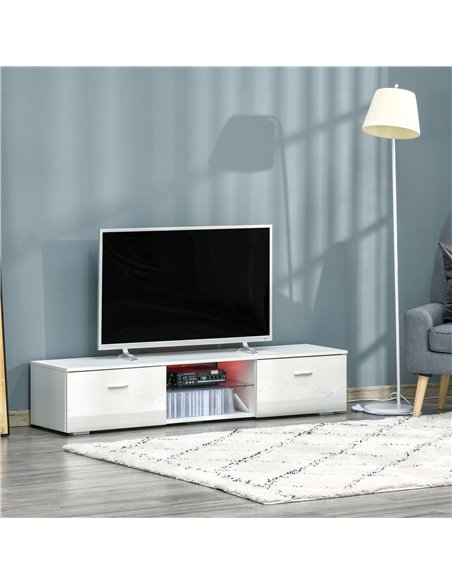 Homcom 1600mm TV Stand Cabinet with LED RGB Lights and Remote Control, White - pic 17432 | FastDaddyshop