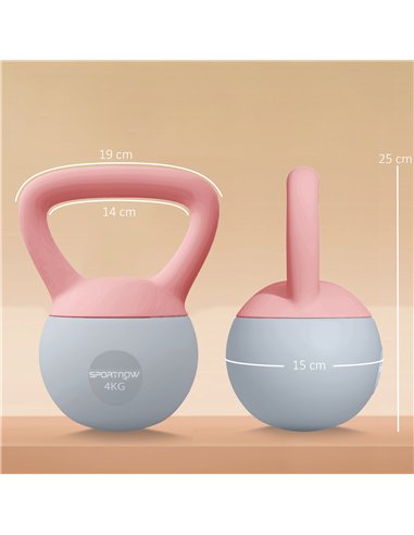 SPORTNOW 4KG Soft Kettlebell, Kettlebell with Non-Slip Handle for Home Gym, Weight Lifting, Strength Training, Pink/Grey