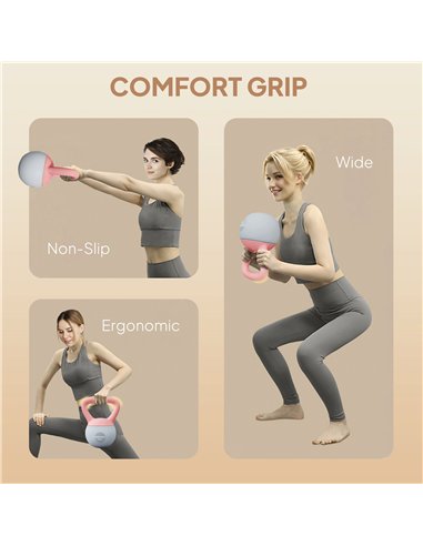 SPORTNOW 4KG Soft Kettlebell, Kettlebell with Non-Slip Handle for Home Gym, Weight Lifting, Strength Training, Pink/Grey