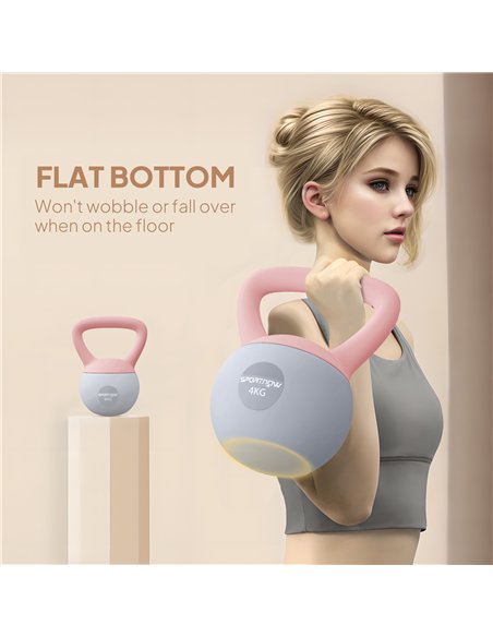 SPORTNOW 4KG Soft Kettlebell, Kettlebell with Non-Slip Handle for Home Gym, Weight Lifting, Strength Training, Pink/Grey - pic 174323 | FastDaddyshop