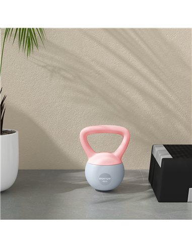 SPORTNOW 4KG Soft Kettlebell, Kettlebell with Non-Slip Handle for Home Gym, Weight Lifting, Strength Training, Pink/Grey