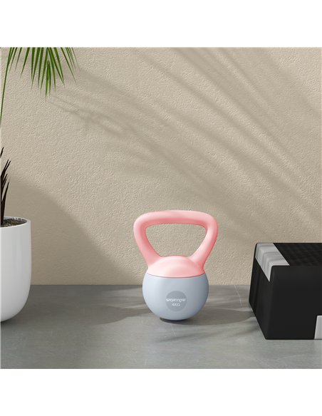 SPORTNOW 4KG Soft Kettlebell, Kettlebell with Non-Slip Handle for Home Gym, Weight Lifting, Strength Training, Pink/Grey - pic 174324 | FastDaddyshop